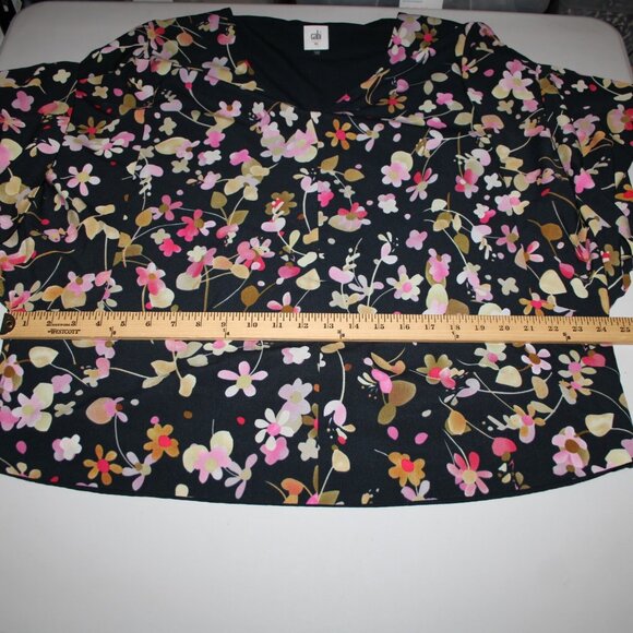 Cabi Sz XL Navy Multi Floral Flowy Short Dolman Sleeve Lined Polyester Top - Picture 14 of 15